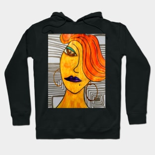 Mixed Media Abstract Woman Portrait Painting Hoodie